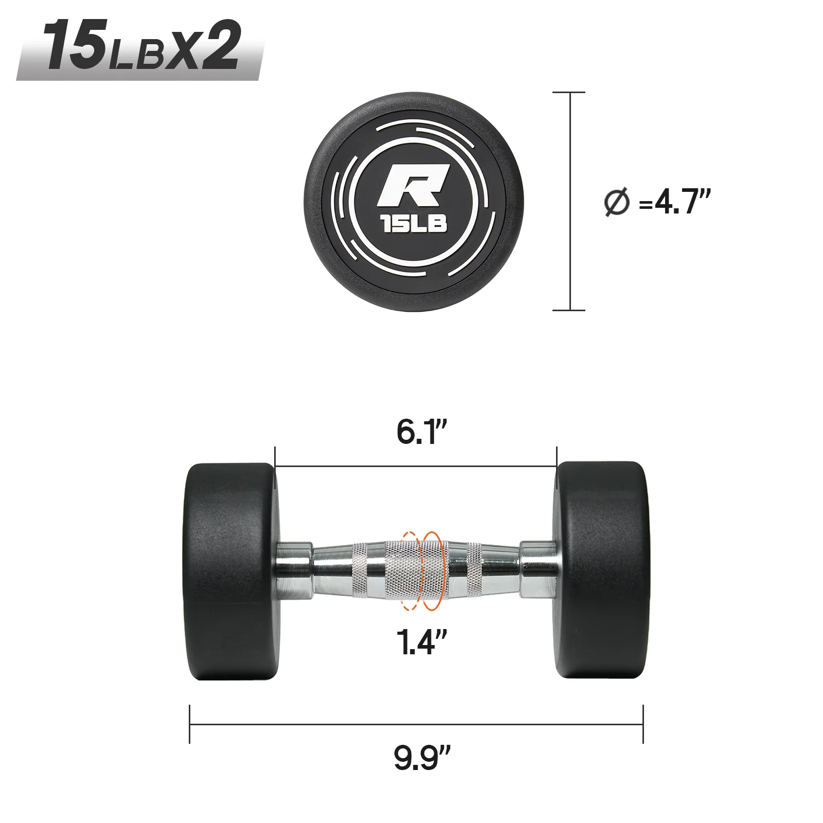RitFit PVC-Coated Round Dumbbells in Pairs - Image 21