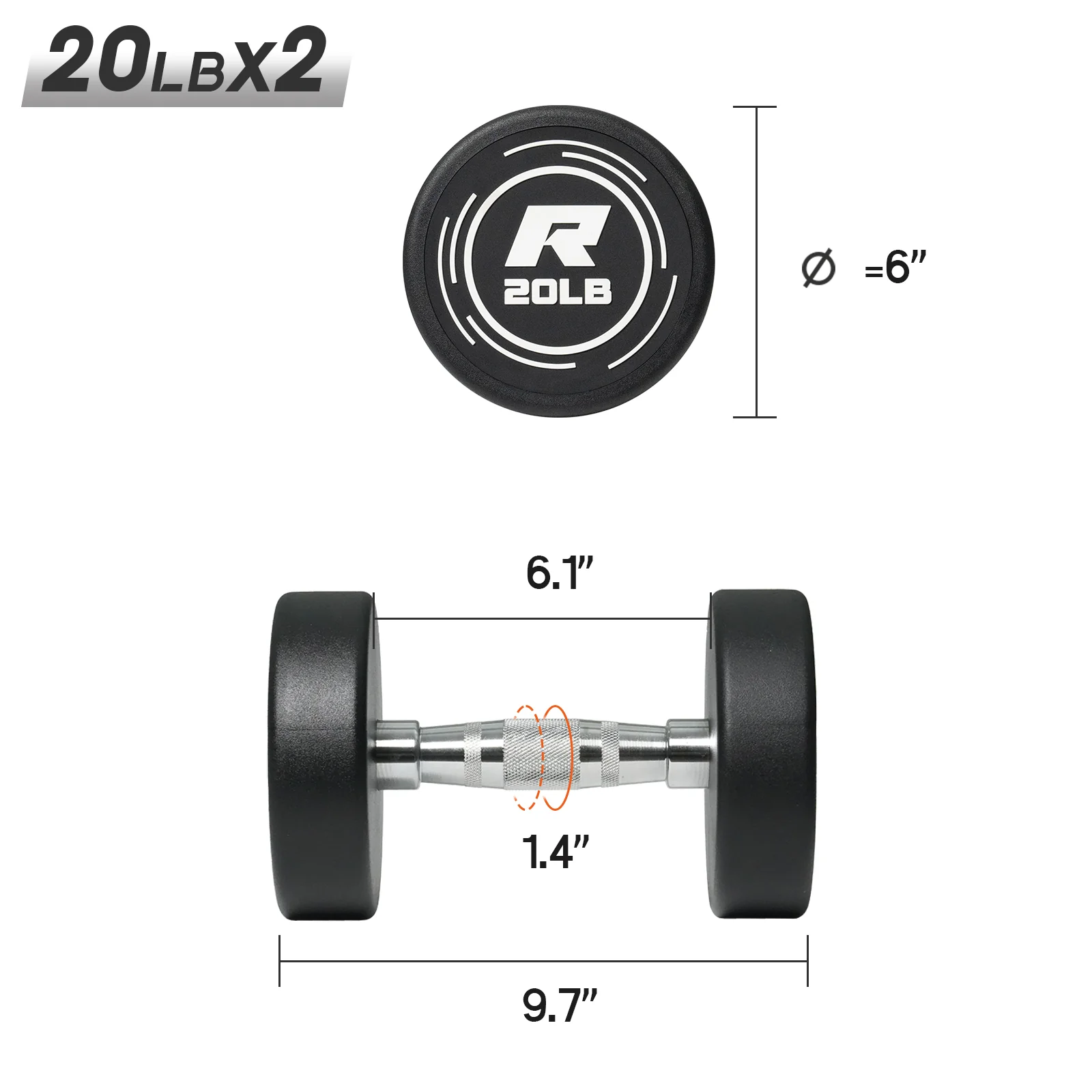 RitFit PVC-Coated Round Dumbbells in Pairs - Image 22