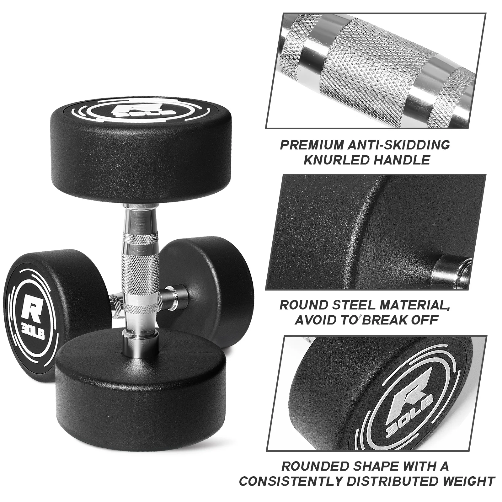 RitFit PVC-Coated Round Dumbbells in Pairs - Image 3