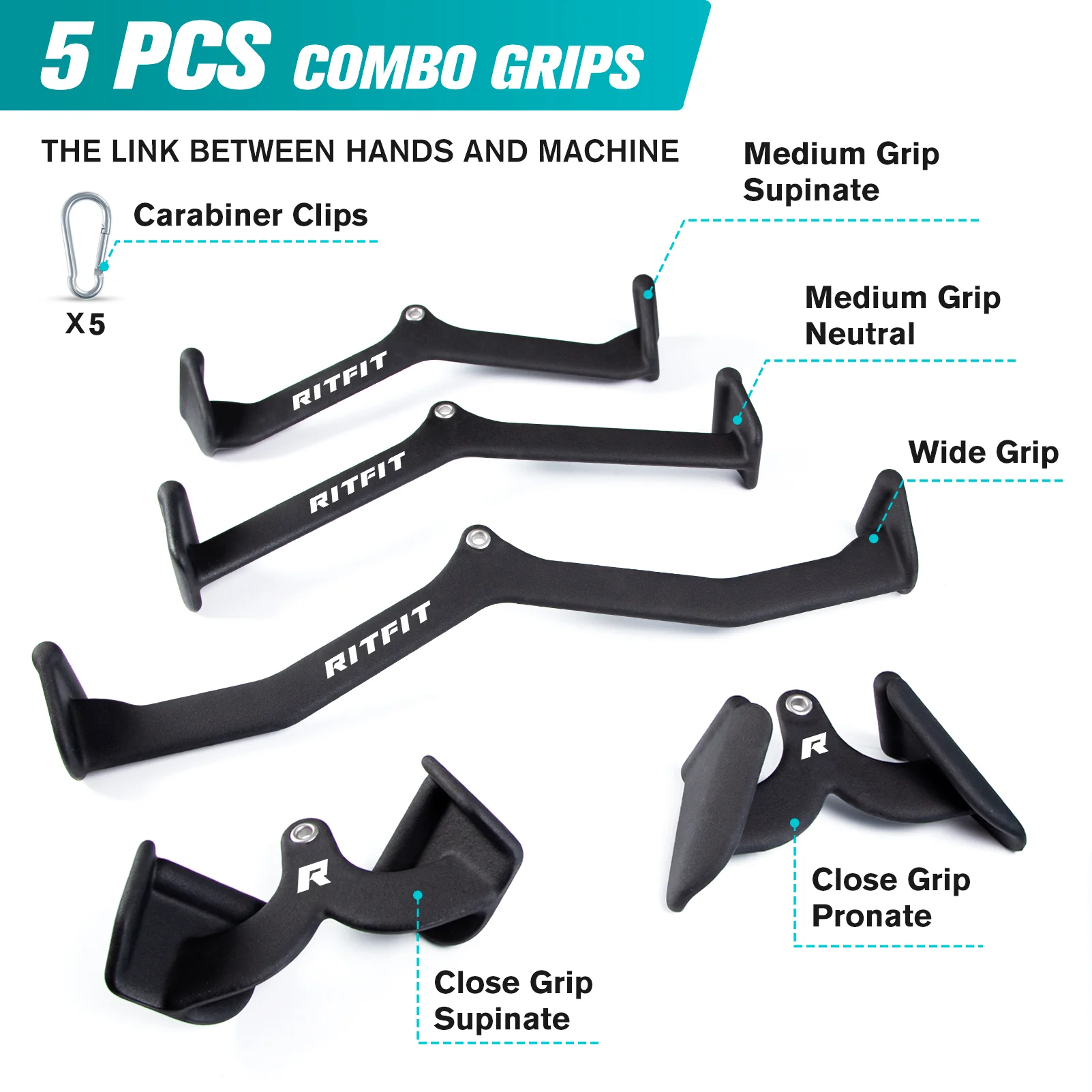 RitFit 5pcs Lat Pulldown Bar Combo - Image 6