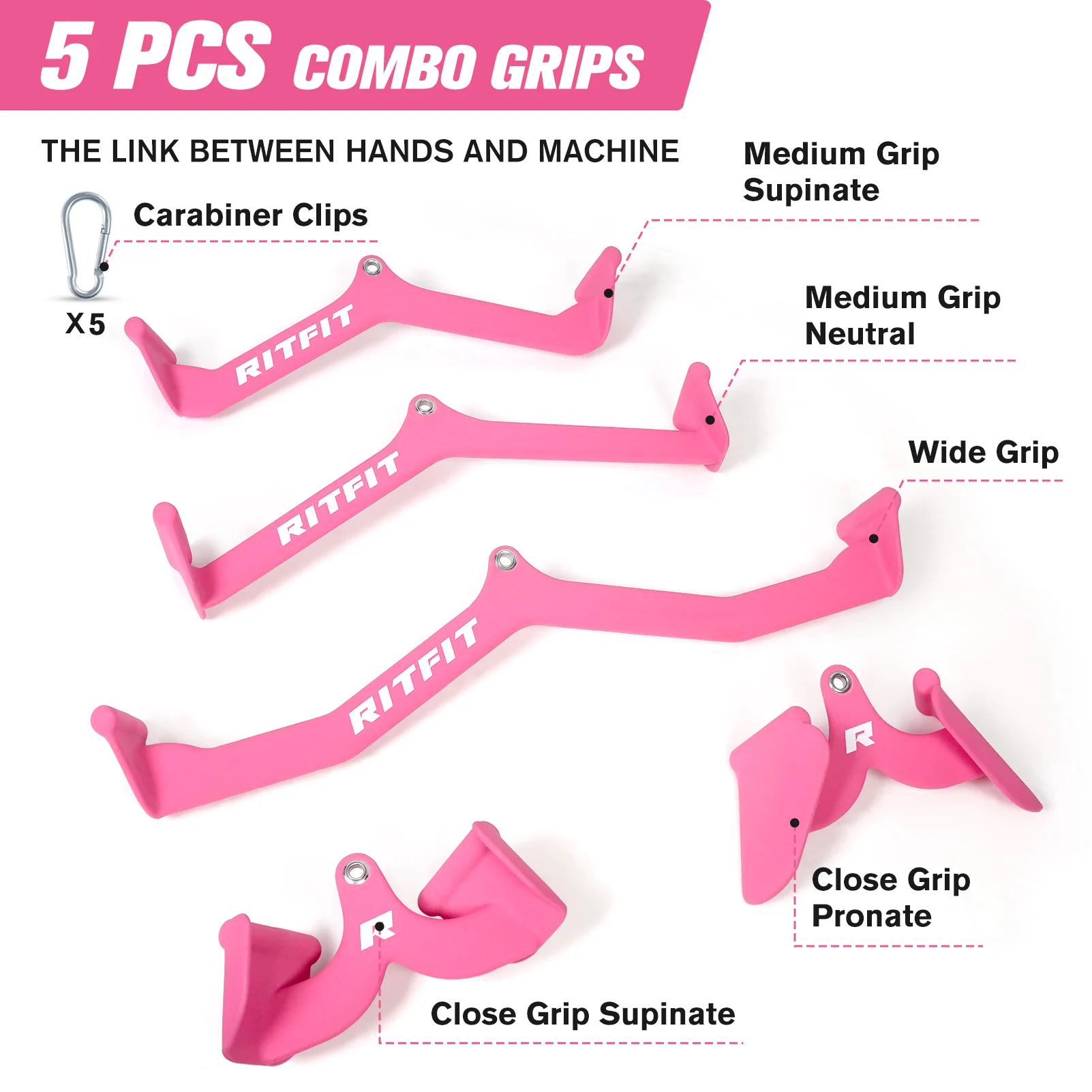 RitFit 5pcs Lat Pulldown Bar Combo - Image 8
